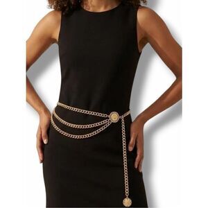 Vintage Gold Multilayer Chain Belt Medallion 25-34"